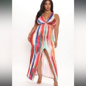 Fashionnova peice of artwork maxi dress size 3x new